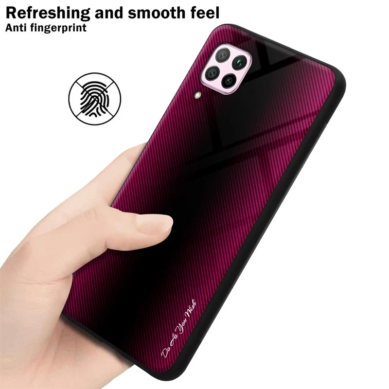 Cadorabo Hülle kompatibel mit Huawei NOVA 6 SE / P40 LITE / NOVA 7i - Streifen Optik Schutzhülle aus Tempered Glas und TPU Silikon