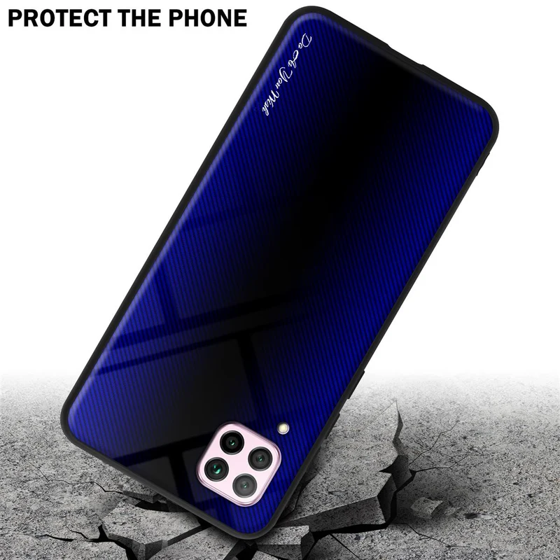 Cadorabo Hülle kompatibel mit Huawei NOVA 6 SE / P40 LITE / NOVA 7i - Streifen Optik Schutzhülle aus Tempered Glas und TPU Silikon