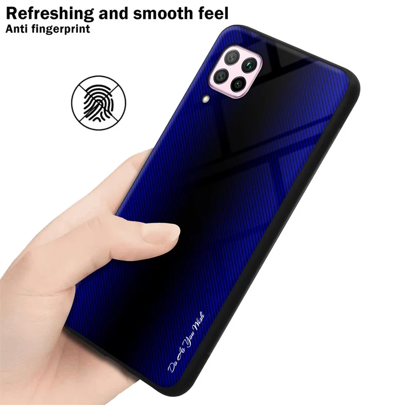 Cadorabo Hülle kompatibel mit Huawei NOVA 6 SE / P40 LITE / NOVA 7i - Streifen Optik Schutzhülle aus Tempered Glas und TPU Silikon