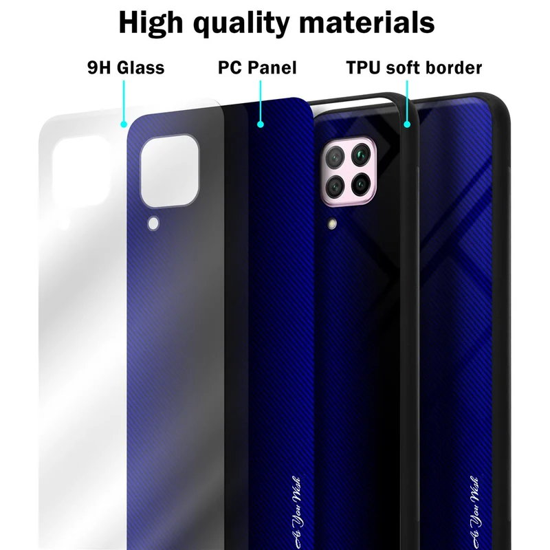Cadorabo Hülle kompatibel mit Huawei NOVA 6 SE / P40 LITE / NOVA 7i - Streifen Optik Schutzhülle aus Tempered Glas und TPU Silikon