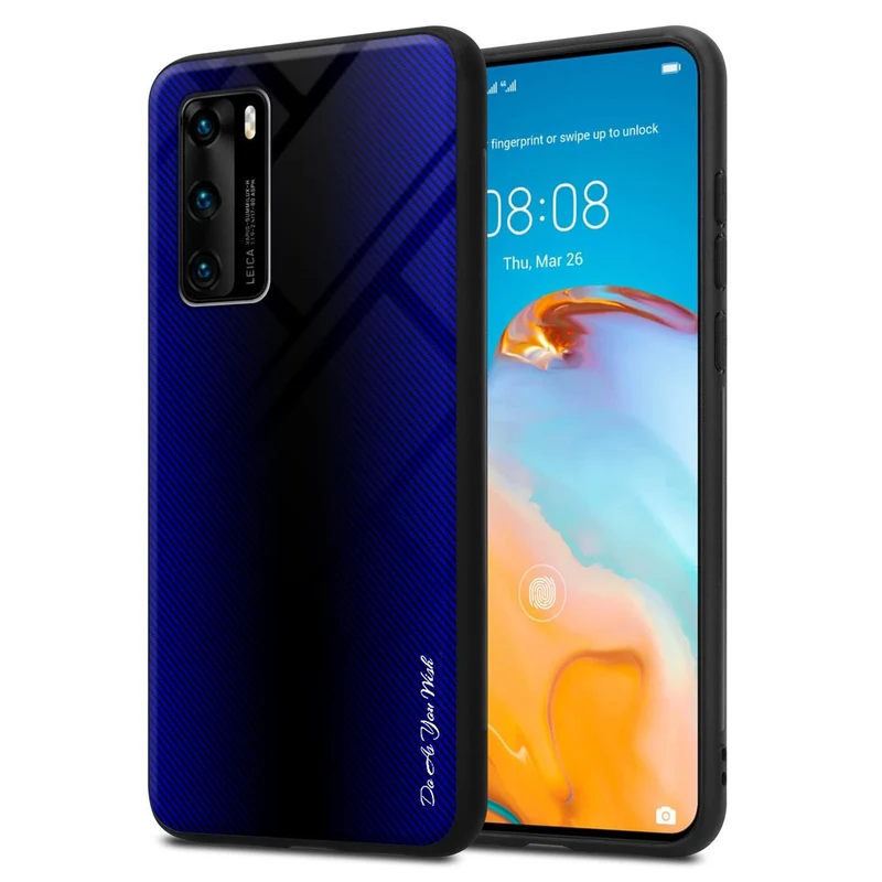 Cadorabo Hülle kompatibel mit Huawei P40 - Streifen Optik Schutzhülle aus Tempered Glas und TPU Silikon