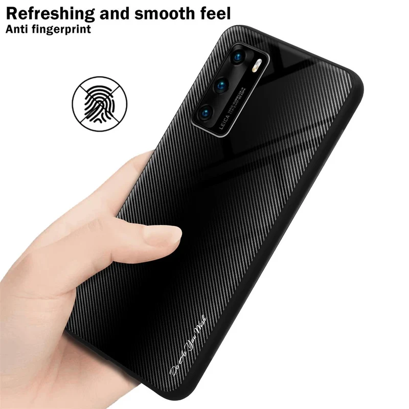 Cadorabo Hülle kompatibel mit Huawei P40 - Streifen Optik Schutzhülle aus Tempered Glas und TPU Silikon