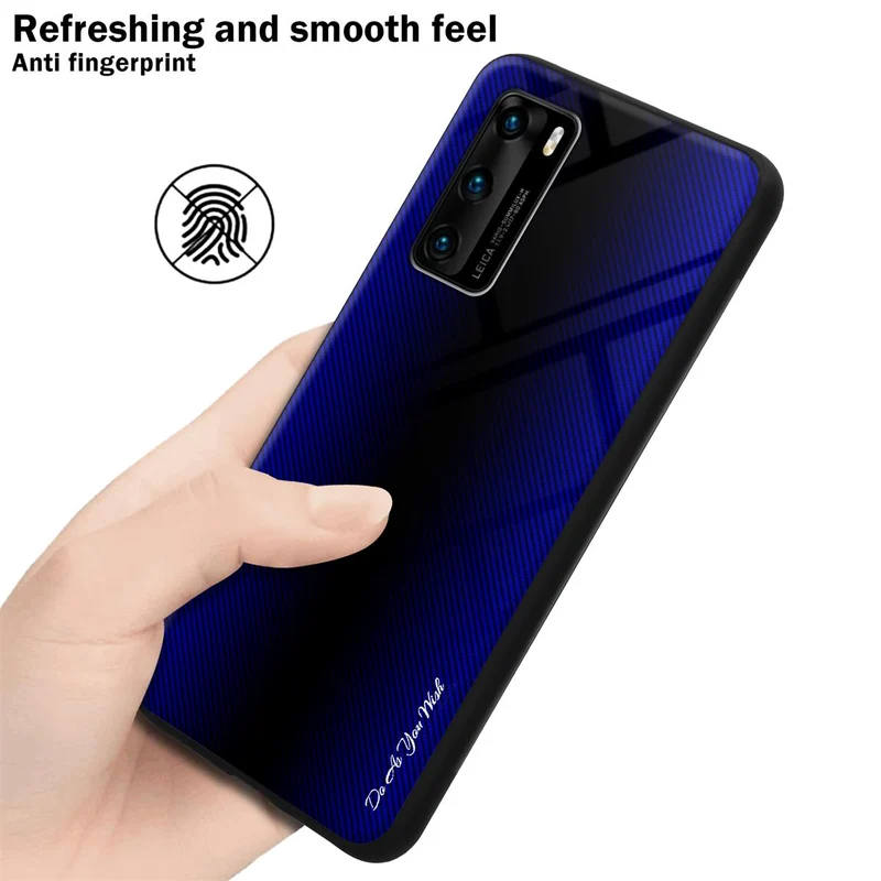 Cadorabo Hülle kompatibel mit Huawei P40 - Streifen Optik Schutzhülle aus Tempered Glas und TPU Silikon