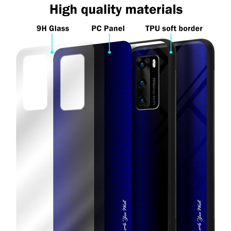 Cadorabo Hülle kompatibel mit Huawei P40 - Streifen Optik Schutzhülle aus Tempered Glas und TPU Silikon