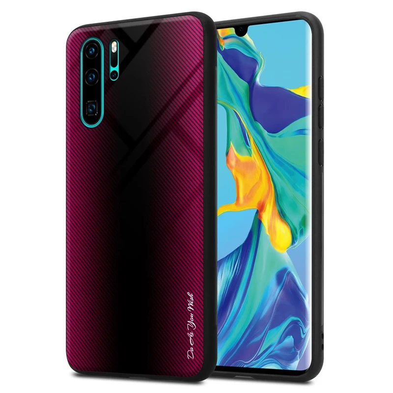 Cadorabo Hülle kompatibel mit Huawei P30 PRO - Streifen Optik Schutzhülle aus Tempered Glas und TPU Silikon