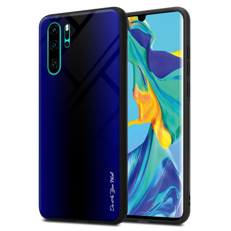 Cadorabo Hülle kompatibel mit Huawei P30 PRO - Streifen Optik Schutzhülle aus Tempered Glas und TPU Silikon