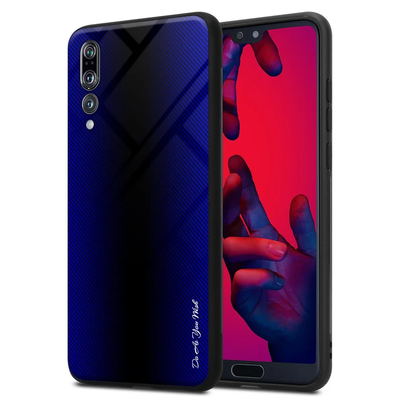 Cadorabo Hülle kompatibel mit Huawei P20 PRO / P20 PLUS - Streifen Optik Schutzhülle aus Tempered Glas und TPU Silikon