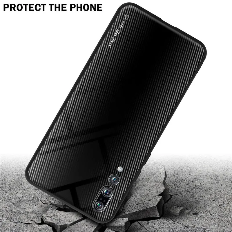 Cadorabo Hülle kompatibel mit Huawei P20 PRO / P20 PLUS - Streifen Optik Schutzhülle aus Tempered Glas und TPU Silikon