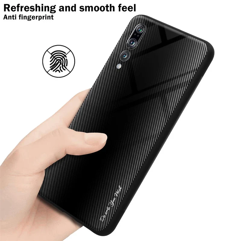 Cadorabo Hülle kompatibel mit Huawei P20 PRO / P20 PLUS - Streifen Optik Schutzhülle aus Tempered Glas und TPU Silikon