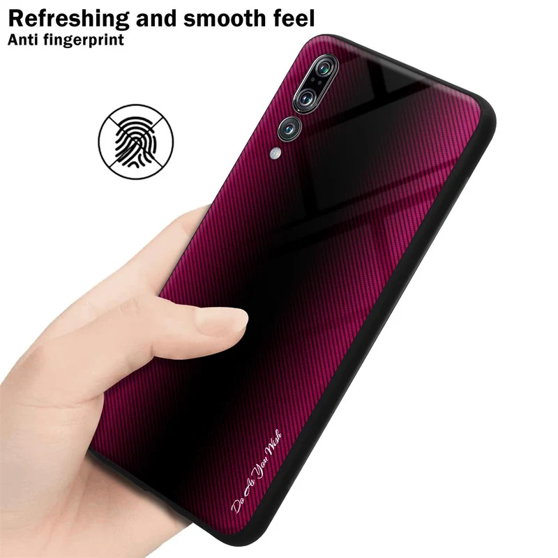 Cadorabo Hülle kompatibel mit Huawei P20 PRO / P20 PLUS - Streifen Optik Schutzhülle aus Tempered Glas und TPU Silikon