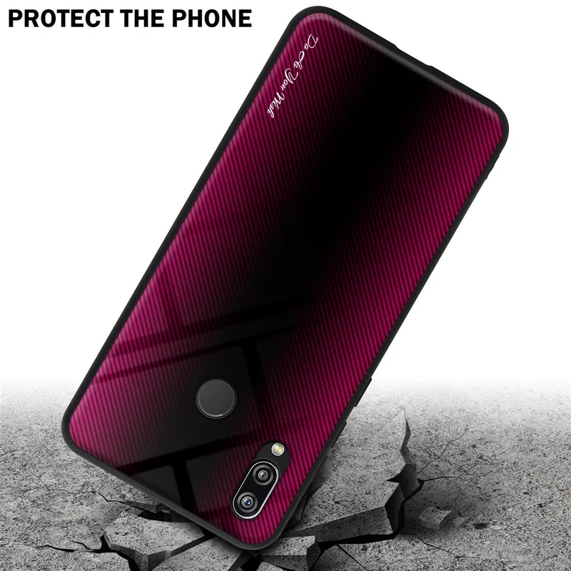Cadorabo Hülle kompatibel mit Huawei P20 LITE 2018 / NOVA 3E - Streifen Optik Schutzhülle aus Tempered Glas und TPU Silikon