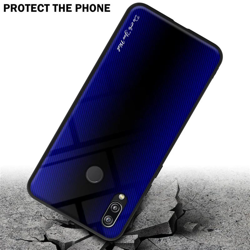 Cadorabo Hülle kompatibel mit Huawei P20 LITE 2018 / NOVA 3E - Streifen Optik Schutzhülle aus Tempered Glas und TPU Silikon