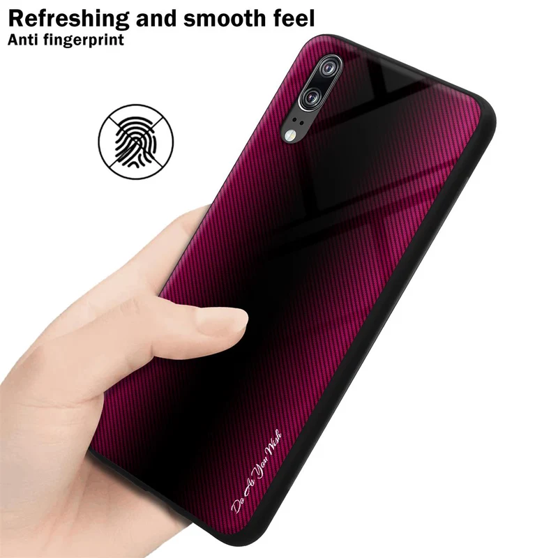 Cadorabo Hülle kompatibel mit Huawei P20 - Streifen Optik Schutzhülle aus Tempered Glas und TPU Silikon