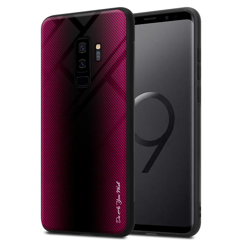 Cadorabo Hülle kompatibel mit Samsung Galaxy S9 PLUS - Streifen Optik Schutzhülle aus Tempered Glas und TPU Silikon