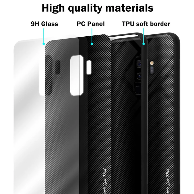 Cadorabo Hülle kompatibel mit Samsung Galaxy S9 PLUS - Streifen Optik Schutzhülle aus Tempered Glas und TPU Silikon