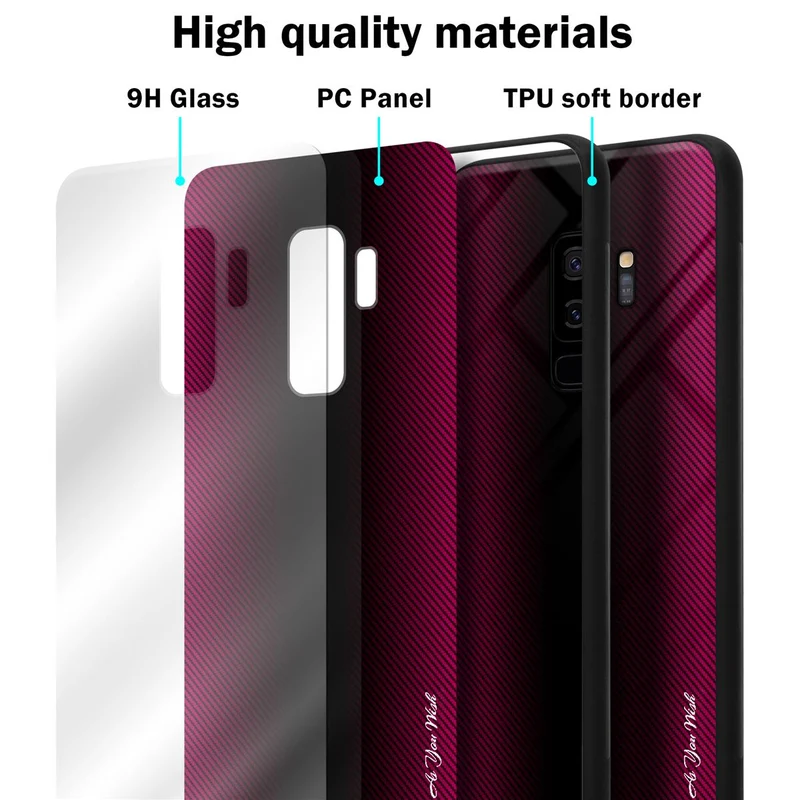 Cadorabo Hülle kompatibel mit Samsung Galaxy S9 PLUS - Streifen Optik Schutzhülle aus Tempered Glas und TPU Silikon