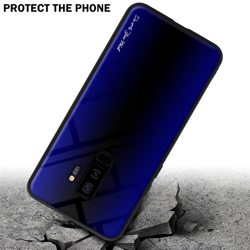 Cadorabo Hülle kompatibel mit Samsung Galaxy S9 PLUS - Streifen Optik Schutzhülle aus Tempered Glas und TPU Silikon