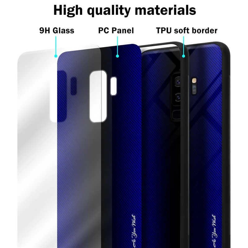 Cadorabo Hülle kompatibel mit Samsung Galaxy S9 PLUS - Streifen Optik Schutzhülle aus Tempered Glas und TPU Silikon