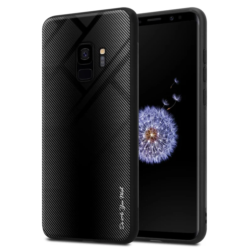 Cadorabo Hülle kompatibel mit Samsung Galaxy S9 - Streifen Optik Schutzhülle aus Tempered Glas und TPU Silikon