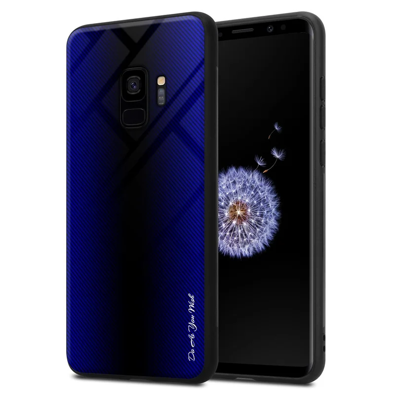 Cadorabo Hülle kompatibel mit Samsung Galaxy S9 - Streifen Optik Schutzhülle aus Tempered Glas und TPU Silikon