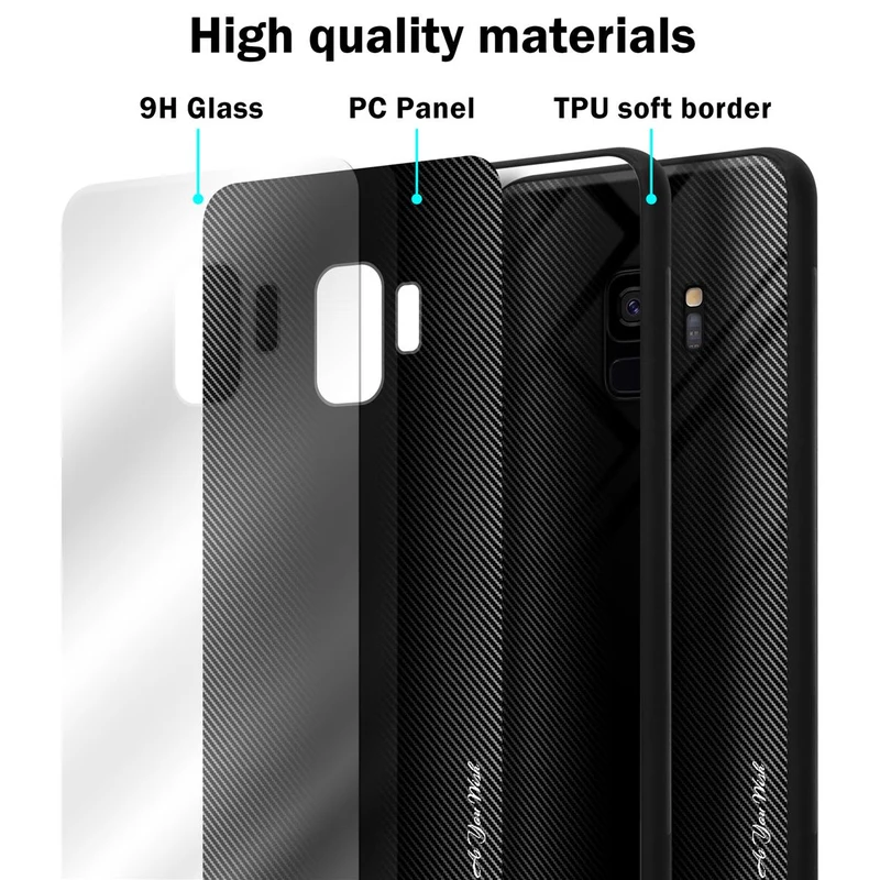 Cadorabo Hülle kompatibel mit Samsung Galaxy S9 - Streifen Optik Schutzhülle aus Tempered Glas und TPU Silikon