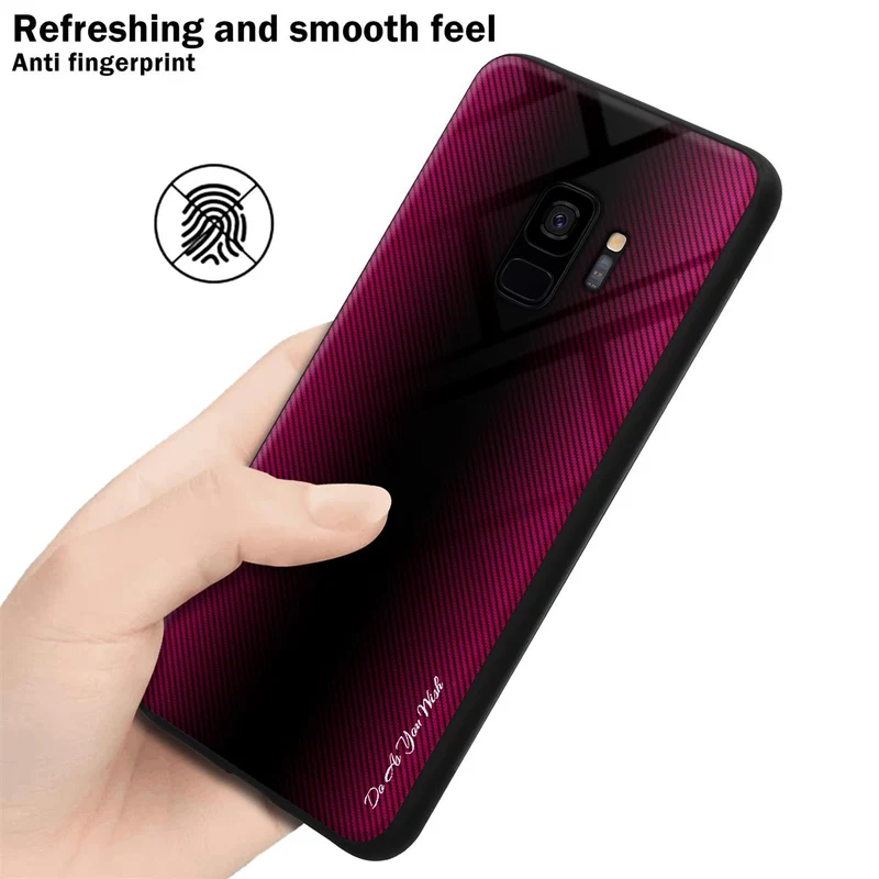 Cadorabo Hülle kompatibel mit Samsung Galaxy S9 - Streifen Optik Schutzhülle aus Tempered Glas und TPU Silikon