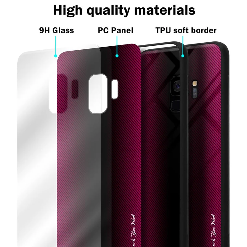 Cadorabo Hülle kompatibel mit Samsung Galaxy S9 - Streifen Optik Schutzhülle aus Tempered Glas und TPU Silikon
