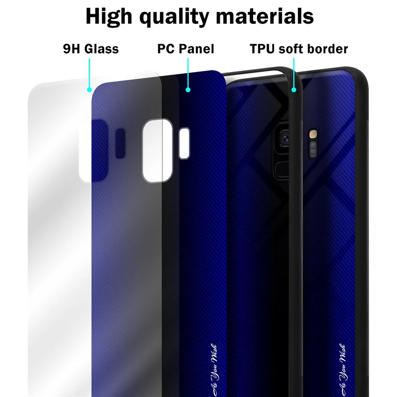 Cadorabo Hülle kompatibel mit Samsung Galaxy S9 - Streifen Optik Schutzhülle aus Tempered Glas und TPU Silikon