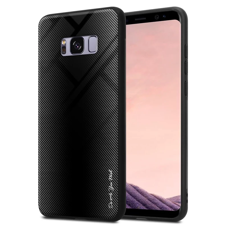 Cadorabo Hülle kompatibel mit Samsung Galaxy S8 PLUS - Streifen Optik Schutzhülle aus Tempered Glas und TPU Silikon