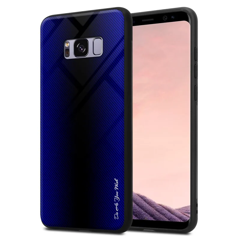Cadorabo Hülle kompatibel mit Samsung Galaxy S8 PLUS - Streifen Optik Schutzhülle aus Tempered Glas und TPU Silikon