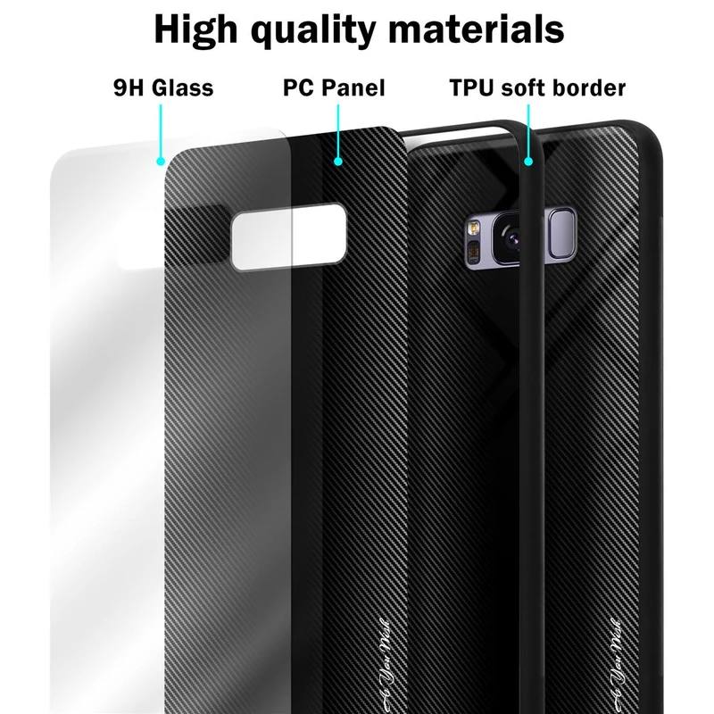 Cadorabo Hülle kompatibel mit Samsung Galaxy S8 PLUS - Streifen Optik Schutzhülle aus Tempered Glas und TPU Silikon