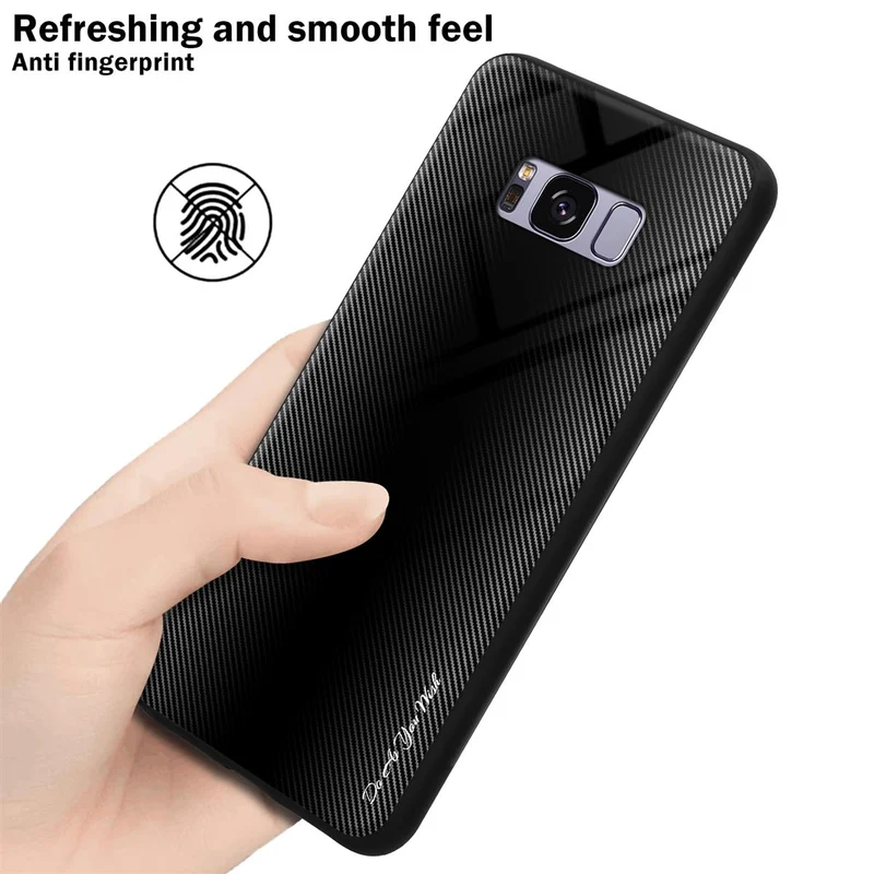 Cadorabo Hülle kompatibel mit Samsung Galaxy S8 PLUS - Streifen Optik Schutzhülle aus Tempered Glas und TPU Silikon
