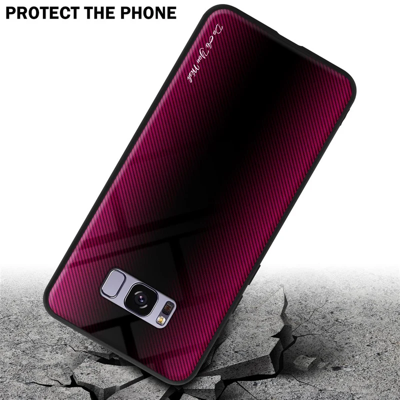 Cadorabo Hülle kompatibel mit Samsung Galaxy S8 PLUS - Streifen Optik Schutzhülle aus Tempered Glas und TPU Silikon