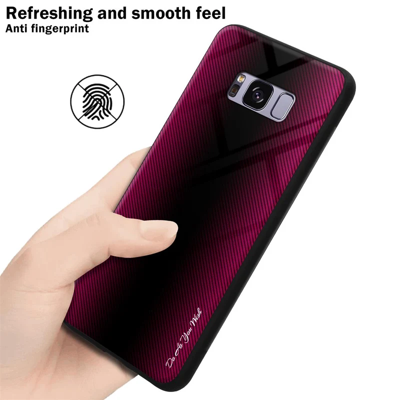 Cadorabo Hülle kompatibel mit Samsung Galaxy S8 PLUS - Streifen Optik Schutzhülle aus Tempered Glas und TPU Silikon