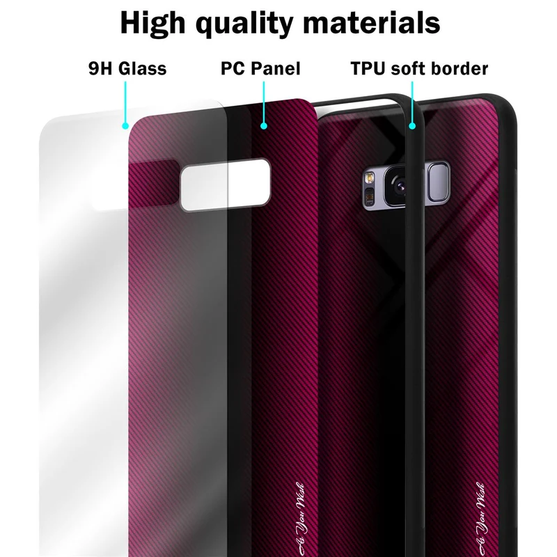 Cadorabo Hülle kompatibel mit Samsung Galaxy S8 PLUS - Streifen Optik Schutzhülle aus Tempered Glas und TPU Silikon