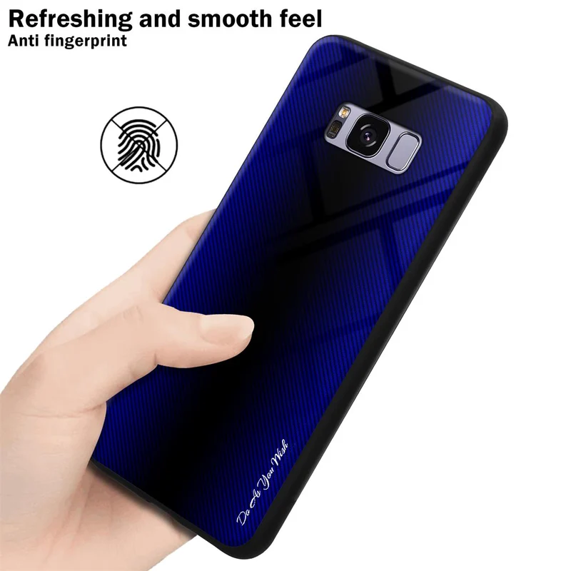 Cadorabo Hülle kompatibel mit Samsung Galaxy S8 PLUS - Streifen Optik Schutzhülle aus Tempered Glas und TPU Silikon