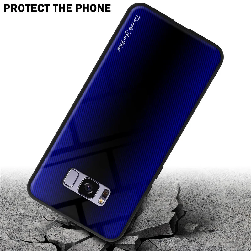 Cadorabo Hülle kompatibel mit Samsung Galaxy S8 PLUS - Streifen Optik Schutzhülle aus Tempered Glas und TPU Silikon