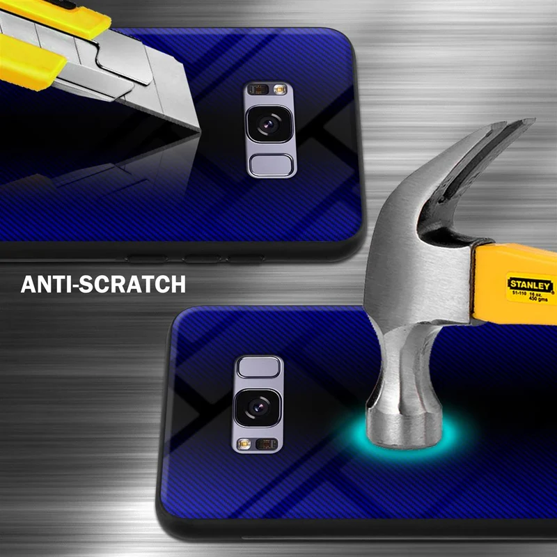 Cadorabo Hülle kompatibel mit Samsung Galaxy S8 PLUS - Streifen Optik Schutzhülle aus Tempered Glas und TPU Silikon