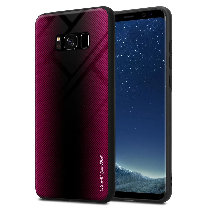 Cadorabo Hülle kompatibel mit Samsung Galaxy S8 - Streifen Optik Schutzhülle aus Tempered Glas und TPU Silikon
