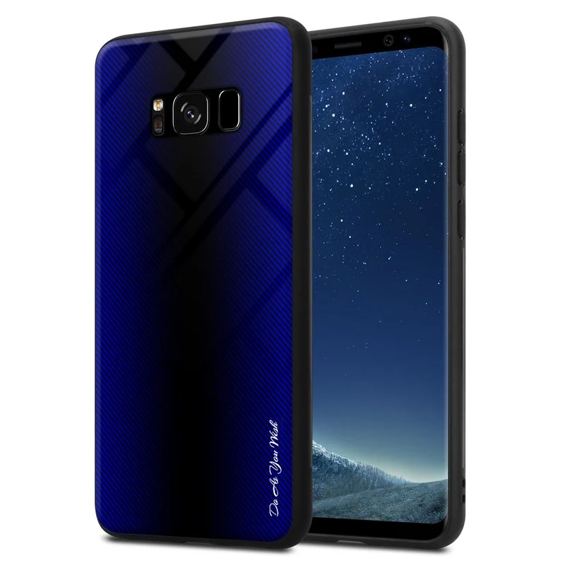 Cadorabo Hülle kompatibel mit Samsung Galaxy S8 - Streifen Optik Schutzhülle aus Tempered Glas und TPU Silikon