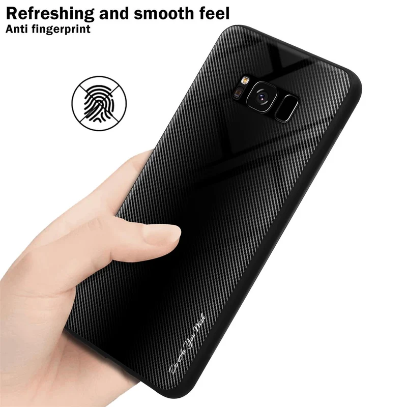 Cadorabo Hülle kompatibel mit Samsung Galaxy S8 - Streifen Optik Schutzhülle aus Tempered Glas und TPU Silikon