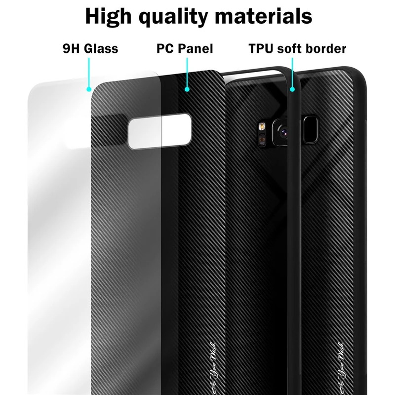 Cadorabo Hülle kompatibel mit Samsung Galaxy S8 - Streifen Optik Schutzhülle aus Tempered Glas und TPU Silikon