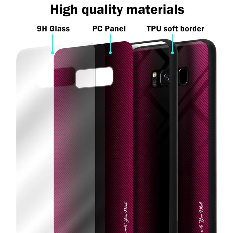 Cadorabo Hülle kompatibel mit Samsung Galaxy S8 - Streifen Optik Schutzhülle aus Tempered Glas und TPU Silikon