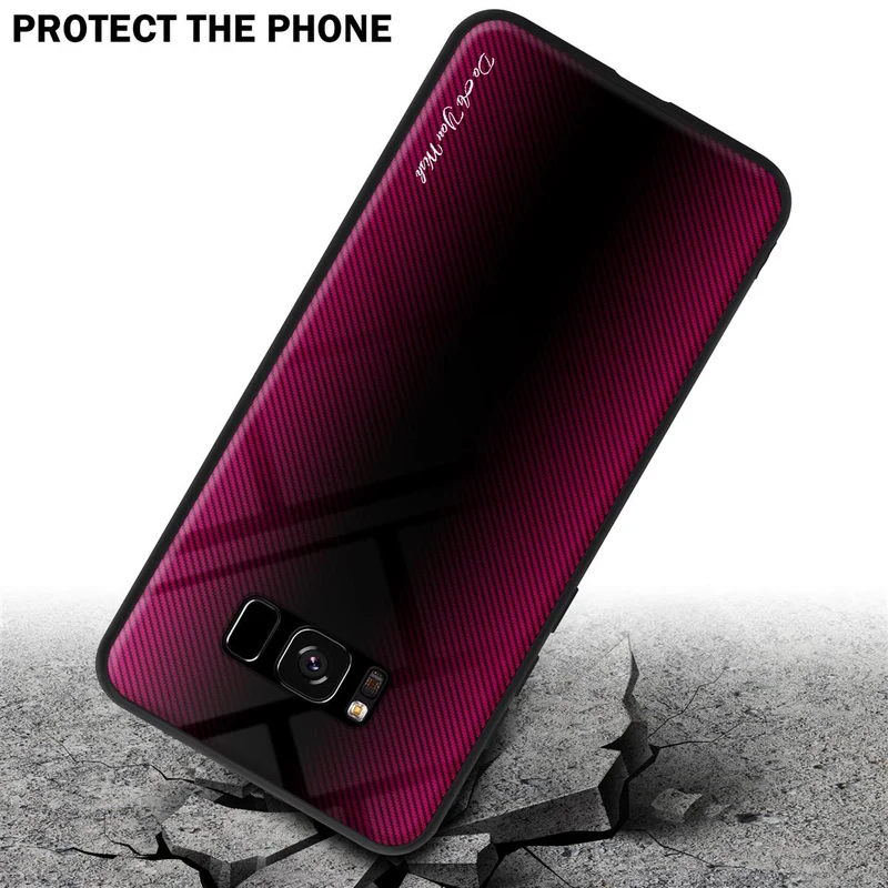 Cadorabo Hülle kompatibel mit Samsung Galaxy S8 - Streifen Optik Schutzhülle aus Tempered Glas und TPU Silikon