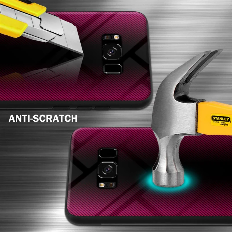 Cadorabo Hülle kompatibel mit Samsung Galaxy S8 - Streifen Optik Schutzhülle aus Tempered Glas und TPU Silikon