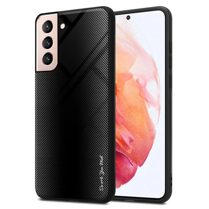 Cadorabo Hülle kompatibel mit Samsung Galaxy S21 5G - Streifen Optik Schutzhülle aus Tempered Glas und TPU Silikon