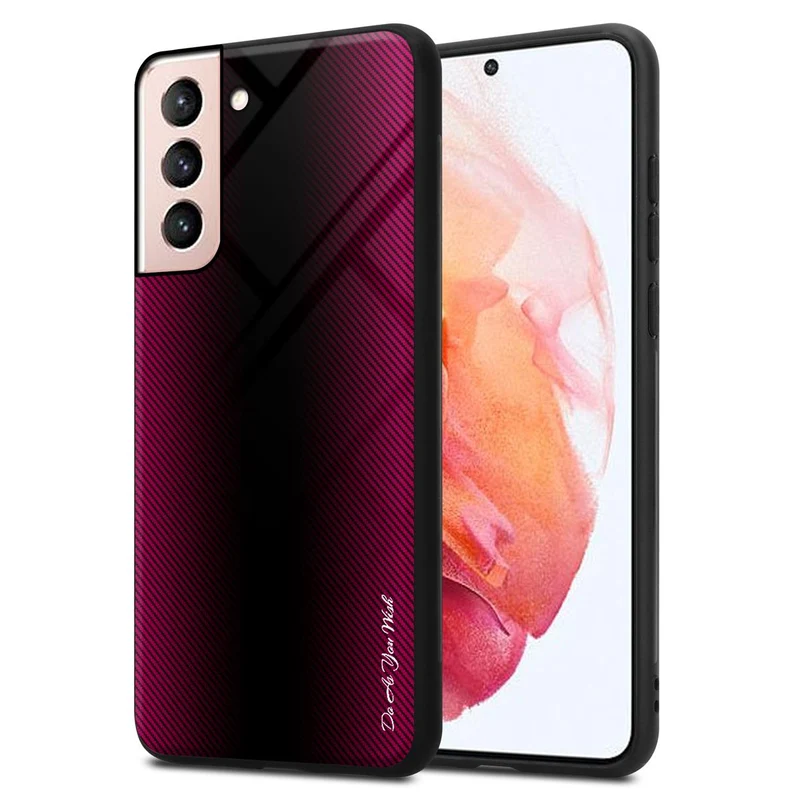 Cadorabo Hülle kompatibel mit Samsung Galaxy S21 5G - Streifen Optik Schutzhülle aus Tempered Glas und TPU Silikon