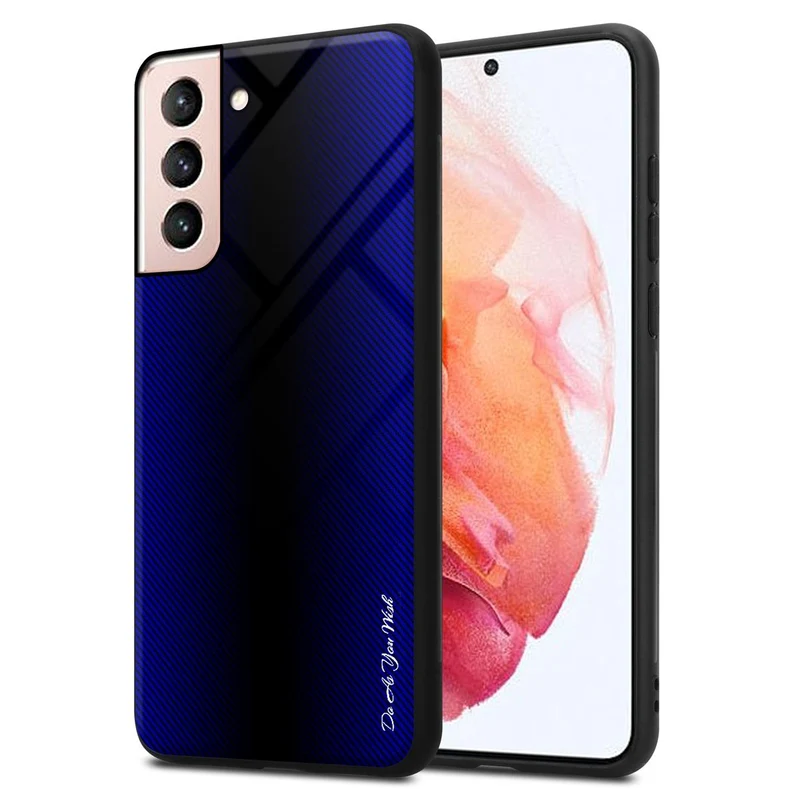 Cadorabo Hülle kompatibel mit Samsung Galaxy S21 5G - Streifen Optik Schutzhülle aus Tempered Glas und TPU Silikon