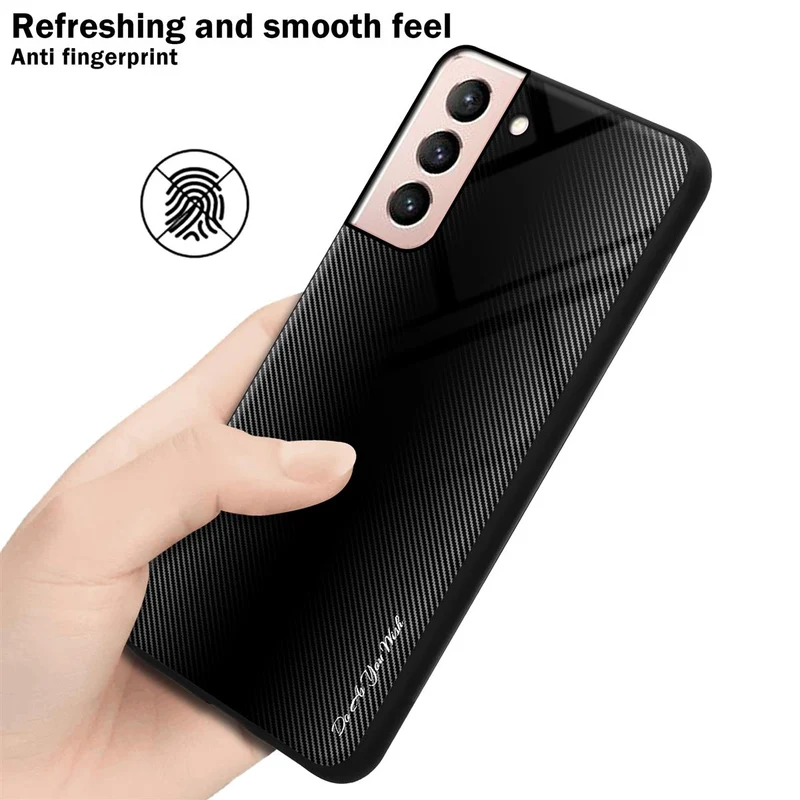 Cadorabo Hülle kompatibel mit Samsung Galaxy S21 5G - Streifen Optik Schutzhülle aus Tempered Glas und TPU Silikon