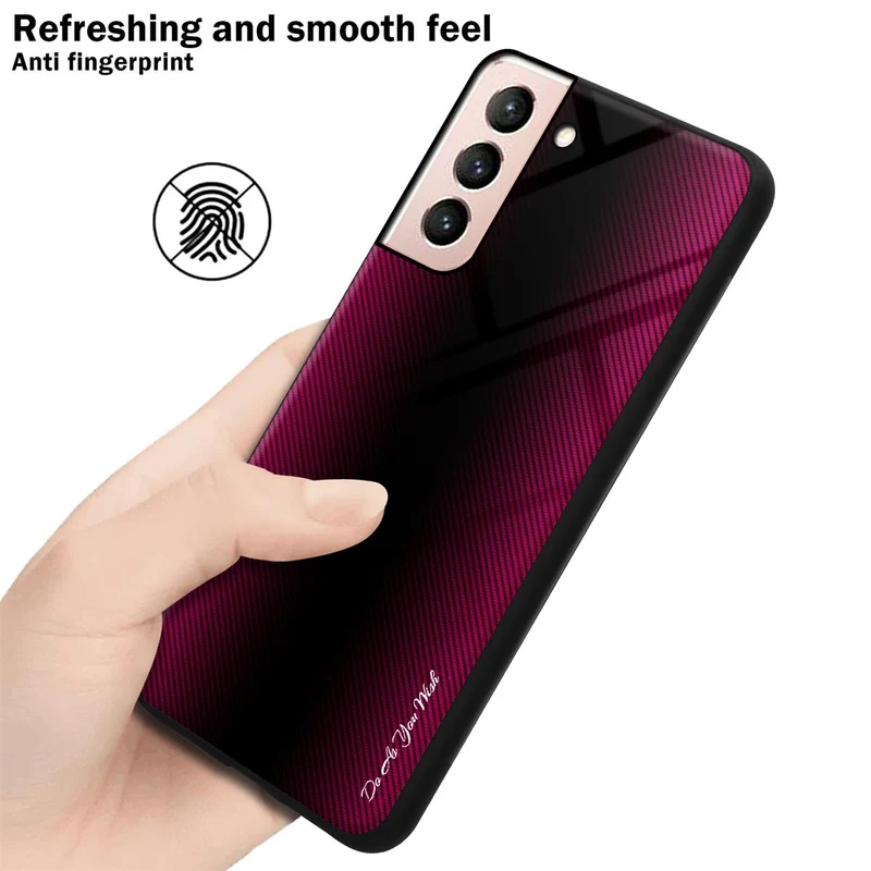 Cadorabo Hülle kompatibel mit Samsung Galaxy S21 5G - Streifen Optik Schutzhülle aus Tempered Glas und TPU Silikon